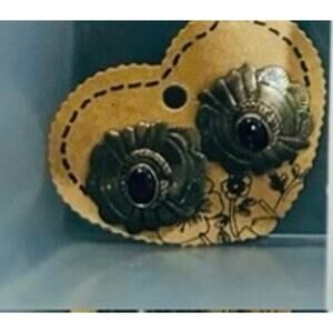 Silver and Black Concho Earrings Pierced